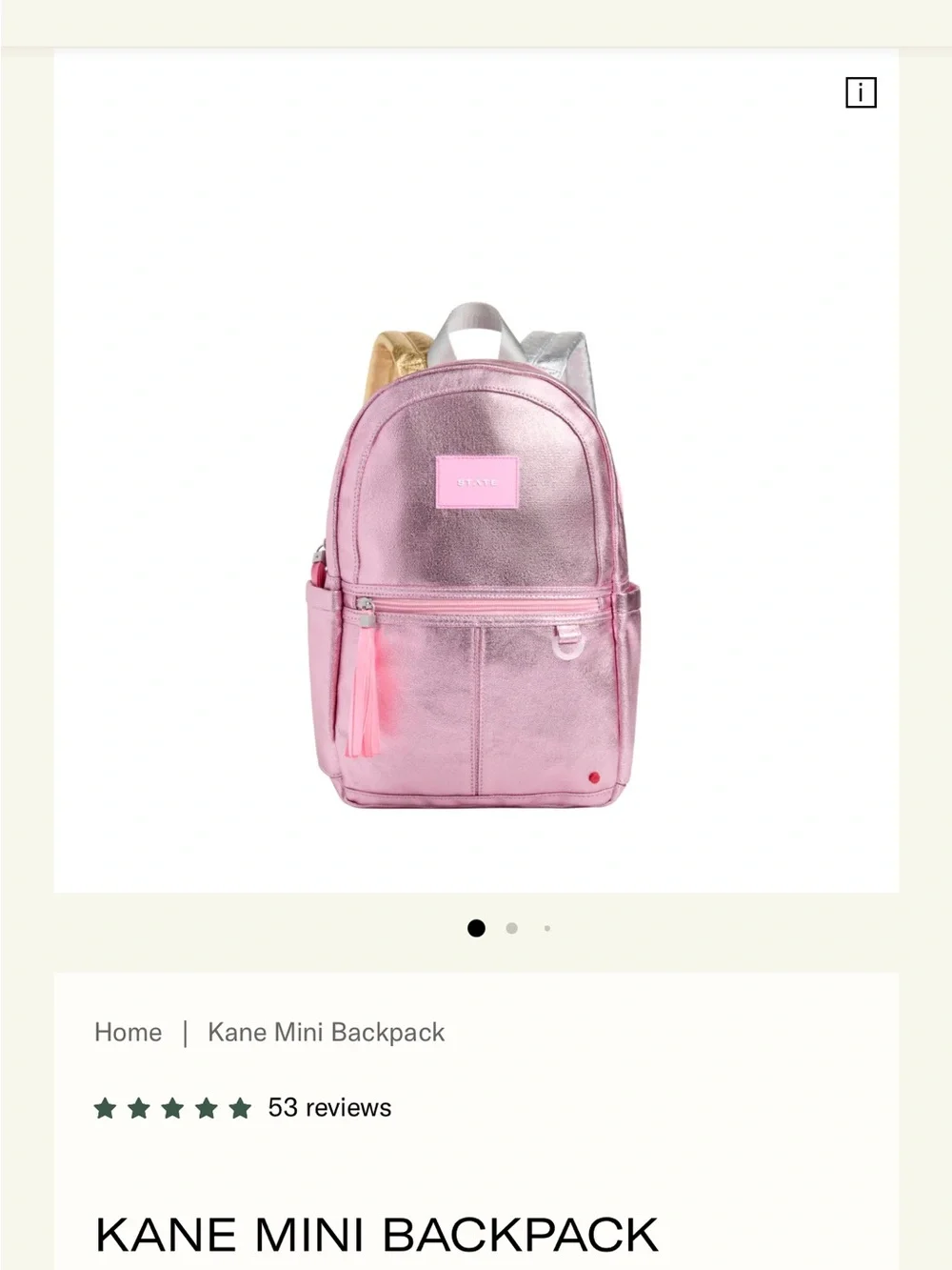 STATE Metallic Pink Kids Mini Backpack with Gold & Silver Straps